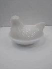 Vintage 1940’s Hazel Atlas Nesting Chicken Milk Glass Butter Dish