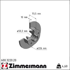 2x Zimmermann 600.3220.20 Bremsscheibe für VW SEAT GOLF PASSAT VENTO CORRADO
