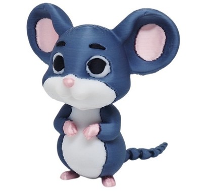 Exclusive3d Cartoon Mouse With Articulated Tail 3d Printed 2'' Fidget Toy Figure