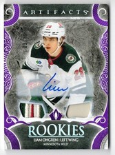 2024-25 Artifacts Purple Rookie Dual Patch Autograph Auto #194 Liam Ohgren 03/15