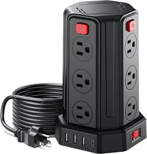 Power Strip Surge Protector, 6.5 Ft Extension Cord FT Standard, Black 