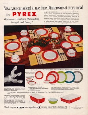 Pyrex Magazine Ad Dinnerware 1954 Corning Glass Works Vintage MCM
