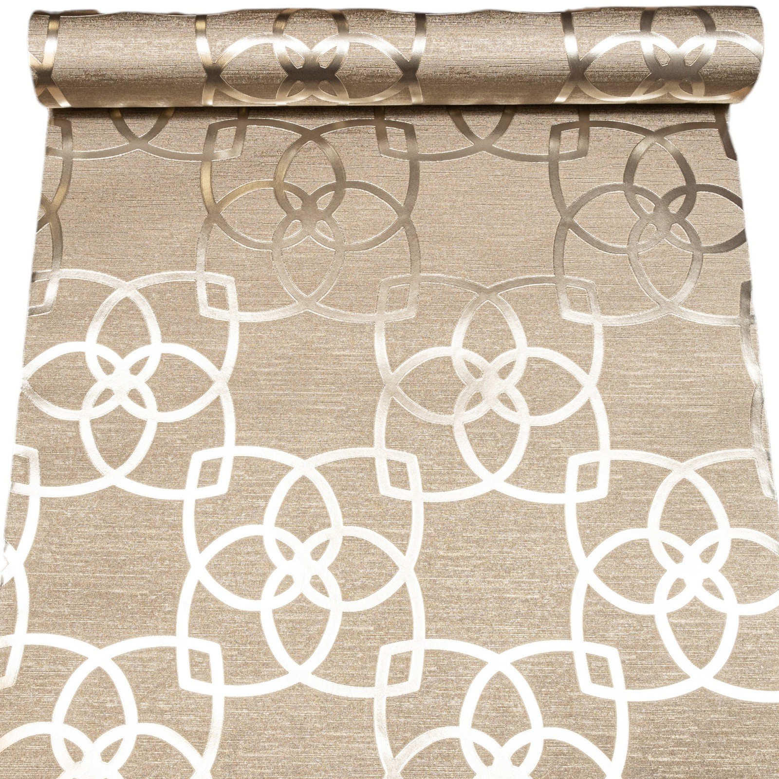Gold Geometric Wallpaper Textured Silver Metallic Foiled Thick Vinyl Heavyweight