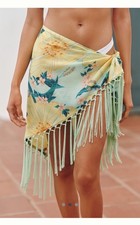 NWT Farm Rio Floral Fringe Sarong Swim Cover-Up
