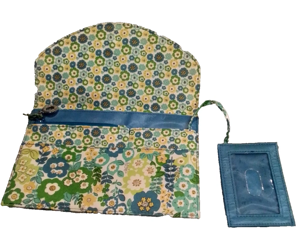 Vera Bradley Travel Envelope Wallet English Meadow Green Yellow Floral Quilted - Image 4 of 4