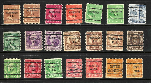 Collection 1920-1930's Precancel DC Washington Etc 1-10 Cent US 16-19 - Picture 2 of 4