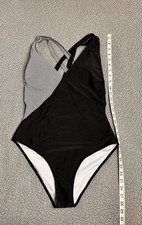 One Piece Swimming Suite Cheeky Womens Size Large Black And White