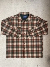 Pendleton Men's Wool Board Shirt 3XL LONG XXXLARGE Red Green Tan Plaid Jac Shirt