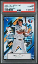 2025 Topps Pristine Nick Kurtz #94 Blue Pristine Pulsar Ref /75 PSA 10 Pop 1