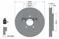 2X Bremsscheibe Vorne Textar 92280103 FÜR Nissan Bremsscheiben Scheibenbremse