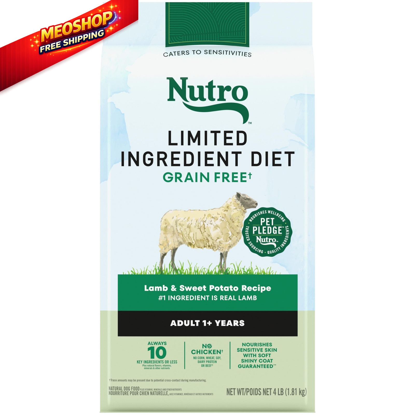 Nutro Limited Ingredient Diet Dry Dog Food, Adult 4 Pound (Pack of 1), Lamb 