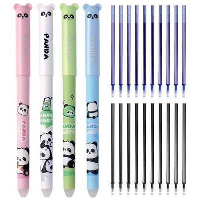 Radierbare Stifte Set - 4 Stück mit 20 Minen, 0,5 mm Gel Tinte