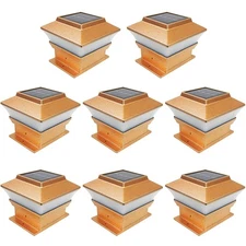 8 Pk Copper 4 x 4 Solar Post Lights Outdoor Garden LED Deck Cap Fence Lamp Wood