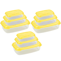 3X 3-Teilige Rechteckige Frischhaltedose Deckel BehäLter Aufbewahrungsbox Gelb