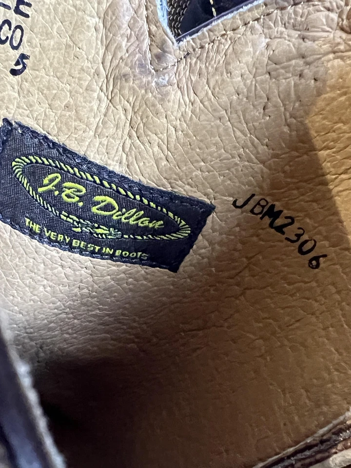 Botas de Vaquero JB Dillon Para Hombre Talla 8 EE Cuero Marrón Punta Occidental JBM2306 Foto 3 de 4