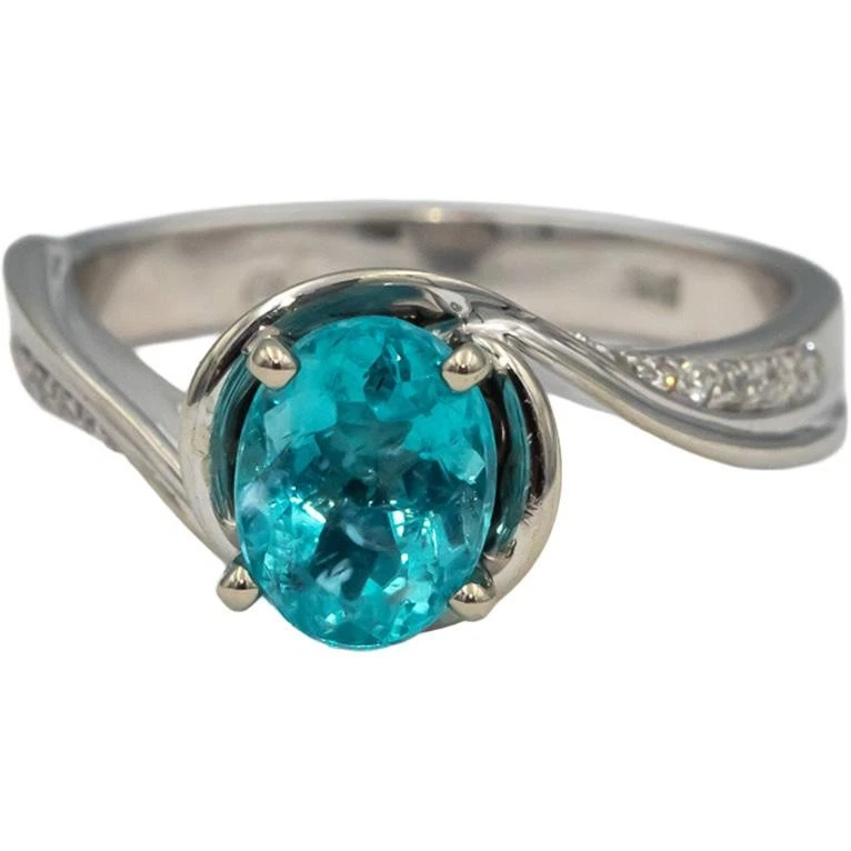 14k White Gold Apatite & VS Diamond Cocktail Ring 1.55CT Size 6.75