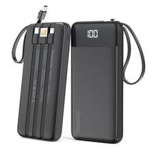 Portable Charger Built-in Cables,10000mAh Fast Charge Power Bank for Black