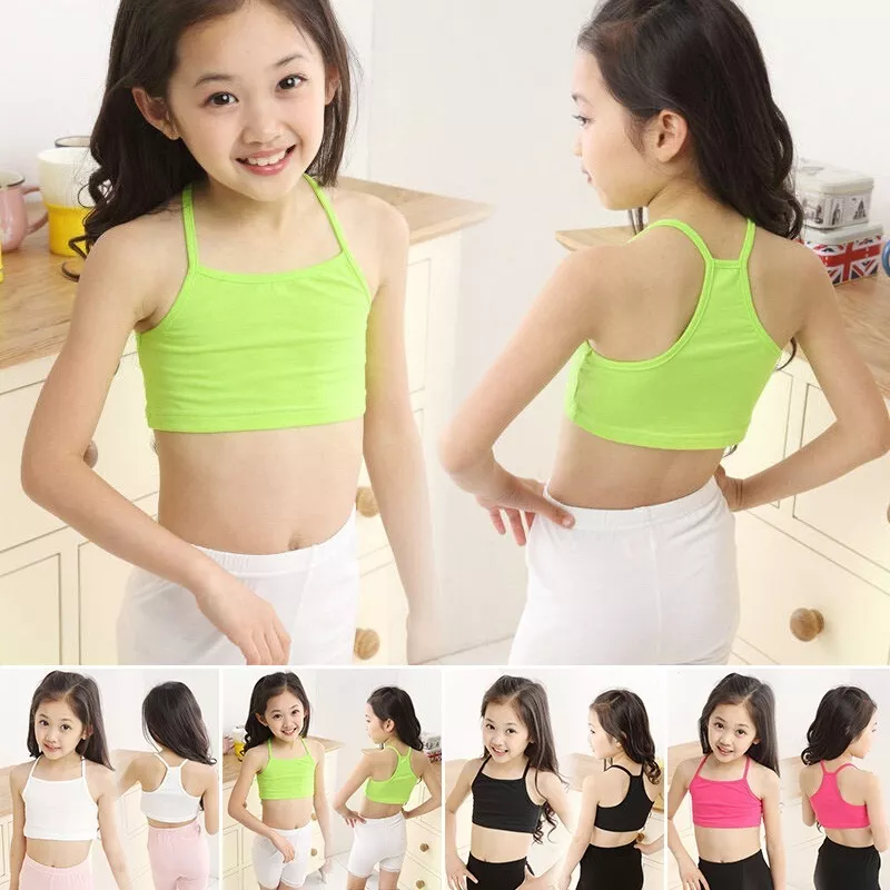 Kids Girls Crop Top Dance Vest Sleeveless Fitness Training Gym Yoga Sports  Bra