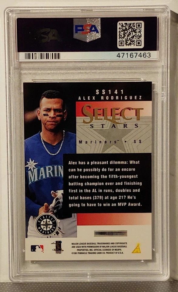 1997 Pinnacle Select Stars Registered Gold Alex Rodriguez PSA 8.5 NM-MT+ - Image 2 of 4