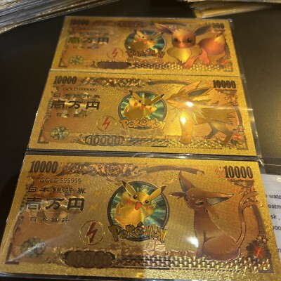 9x Pokemon Collectible Banknotes Featuring Pikachu & A Complete Eevee ...