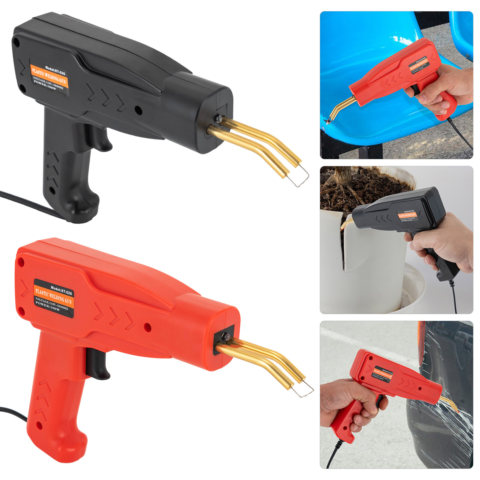 Hot Stapler Gun Plastic Repair Car Bumper Fender Welder Machine Kit +200 Staples-image