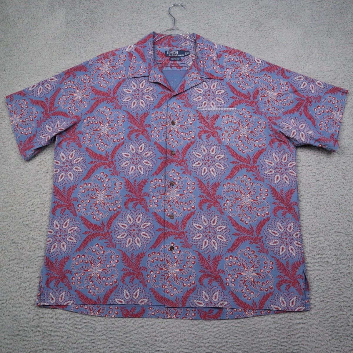 希少Polo by Ralph Lauren vintage camp XXL Polo Ralph Lauren Vintage Camp Shirt Mens Size XL Blue Red