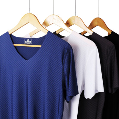 Men's Undershirts Ice Silk T-Shirt Short Sleeve Seamless V-Neck Short Shirt