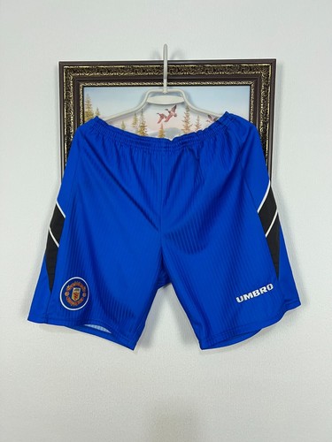 Short De Foot Vintage Umbro Pro Années 90 - Taille 40 - Bleu Rayé - Occasion Très Bon état