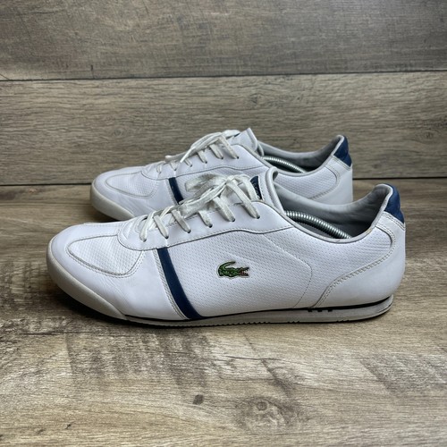 Lacoste Aleron MB SPM Men's 13 Fashion Shoes White Blue Leather Casual Sneakers