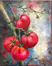 Pintura al óleo original bodegón verduras