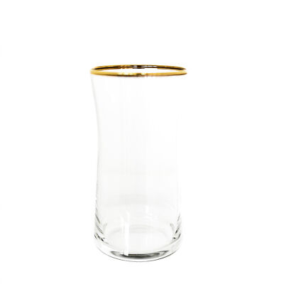 Pasabahce 6 Stück Trinkgläser mit Gold Umrandung aus Glas 345 ml Transparent