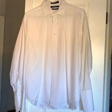 Saks Fifth Avenue White Button Down Double Cuff Dress Shirt 16.5   34/35