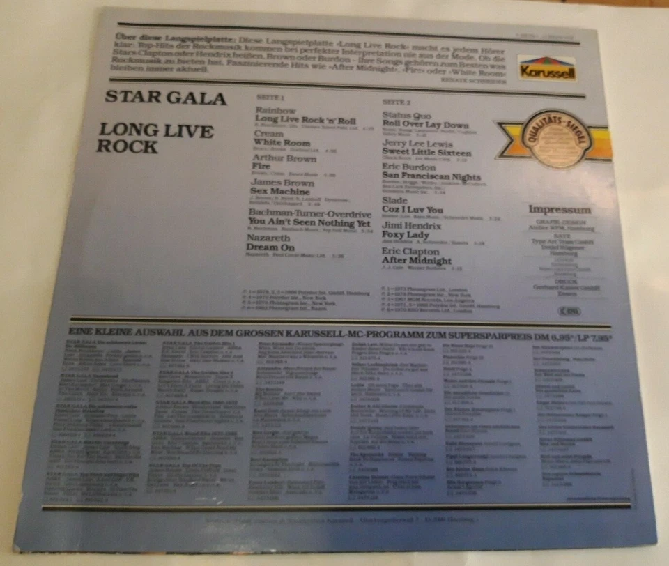 v/a LONG LIVE ROCK LP | NM VG+ | Karussell 819 214-1 | 70s/80s hard rock sampler - Bild 2 von 4