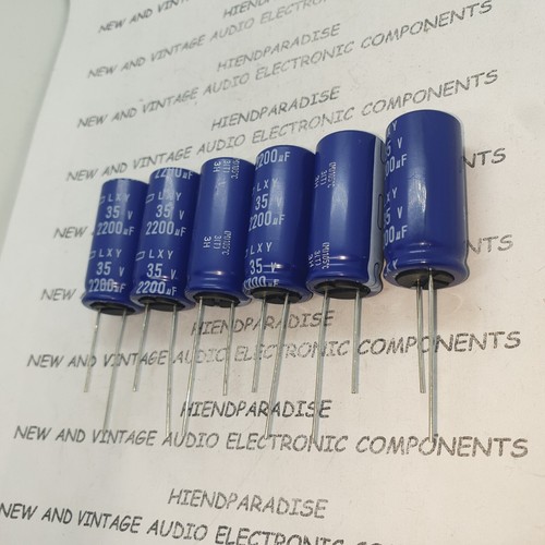 NICHICON JAPAN LXY 2200uF 35V 16X35mm LOW ESR 105C HQ CAPS FOR AUDIO !6PCS - Picture 2 of 5