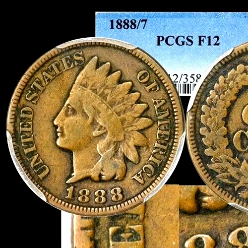 1888/7 Overdate Indian Cent PCGS F-12