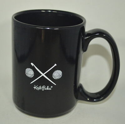 Knitting Coffee Mug Black Knit Picks Cup Just One More Row Knitters Crafters