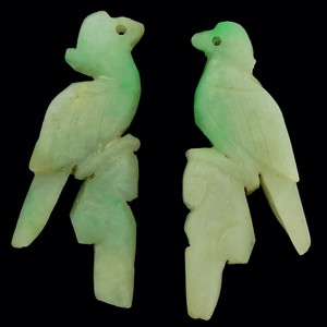 Antique Chinese Carved A Jadeite Birds 40.26ct natural loose gemstones