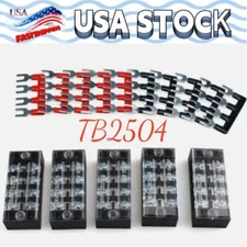 4 Positions Dual Row Screw Terminal Electric Barrier Strip Block 600V 25A 5Sets