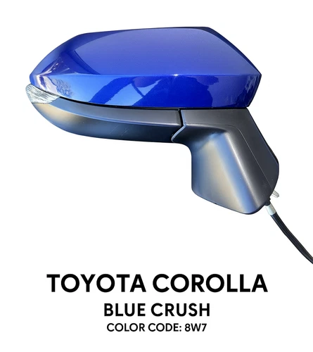 NEW BLUE CRUSH Mirror fits 20-22 COROLLA SEDAN Passenger Blind Spot Turn Signal