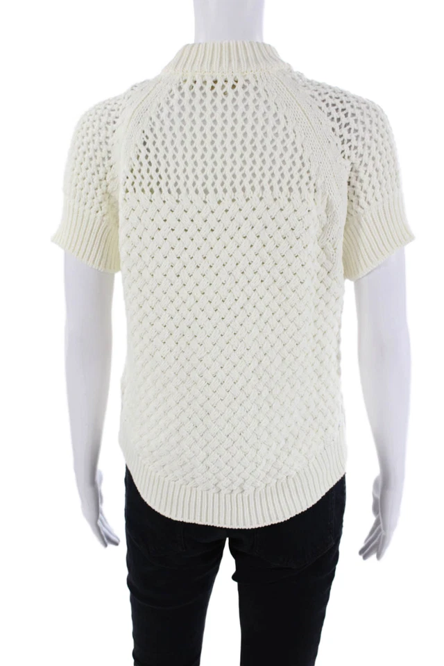 Suéter Ted Baker London Mujer Tejido Mangas Cortas Blanco Algodón Talla 1 Foto 3 de 4