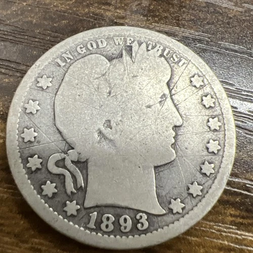 1893 Barber Liberty Head quarter 90% silver Actual coin Fill Your Collection Up