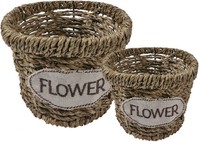 Clayre & Eef 65714 KöRbe Set 2 Seegras Braun Ø 16X13 Ø 13X11 Cm Boho Stil