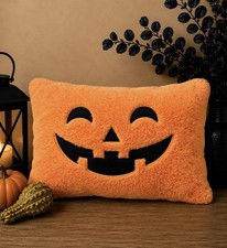 NWT Pumpkin Jack-O-Lantern Plush Seasonal Pillow / Decorative Fall Halloween