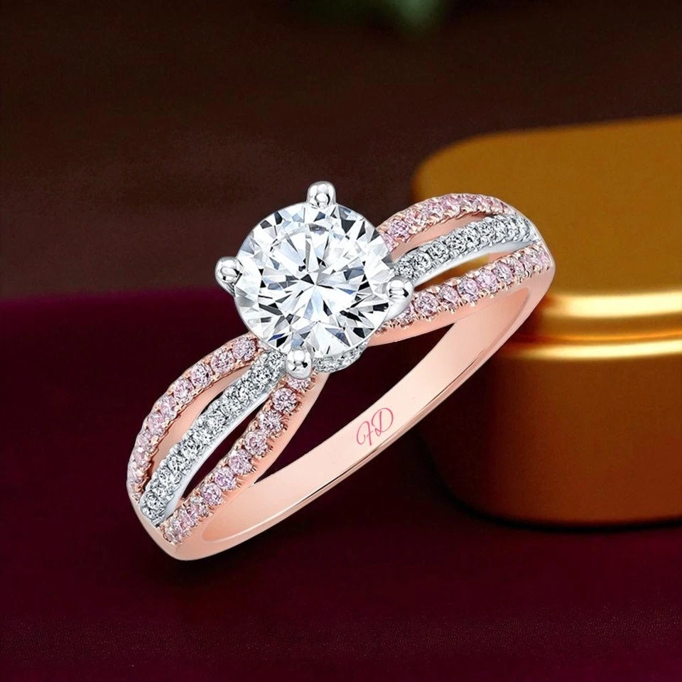 Engagement Ring Diamond Lab Grown Round 1.7 Carat IGI Certified 18k Multi Gold - Image 2 of 4