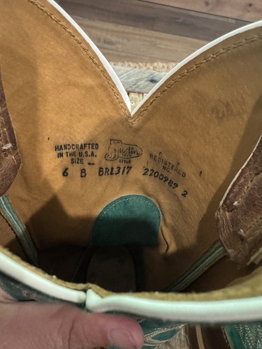 Justin Bent Rail Cowboy Boots BRL317 Brown Leather Women's Size 6 B - Picture 6 of 7