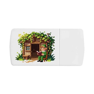 Pillendose ''Elfenlesebuch draußen Cottage'' mit Tablettensplitter (PI00041380)