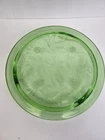 Vtg Jeanette Sunflower Green Uranium Depression Glass 10" Footed Cake Plate Glow