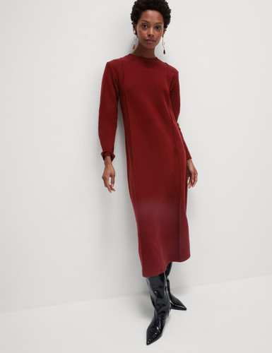 Marks & Spencer Womens Red Synthetic Jumper-dress Midi Dress - M&S - Picture 1 of 12