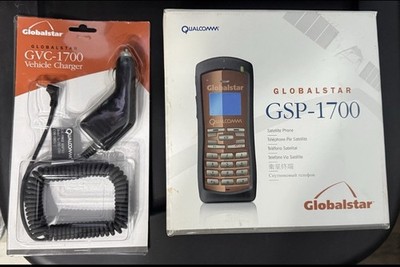 Globalstar Qualcomm GSP-1700 Satellite Phone w/ Low dB mic headset & car charger