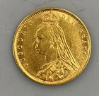 1892 British Gold 1/2 Sovereign Coin .1177AGW cleaned L25108
